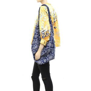 Saldarini 1882 Como Italy Banana Shoulder Hobo Bag Printed Blue Cotton 233046